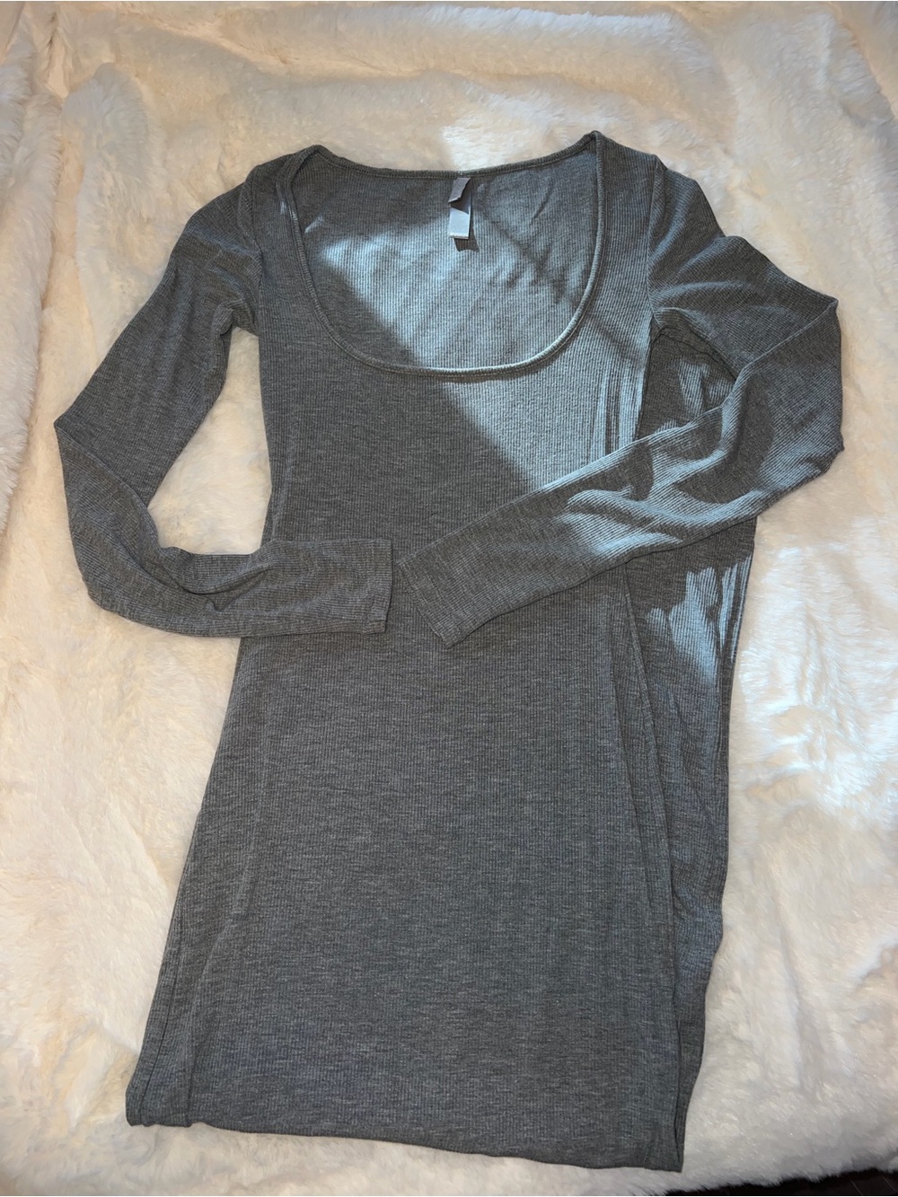 SKIMS Gray Soft Lounge Rib Long Sleeve Dress